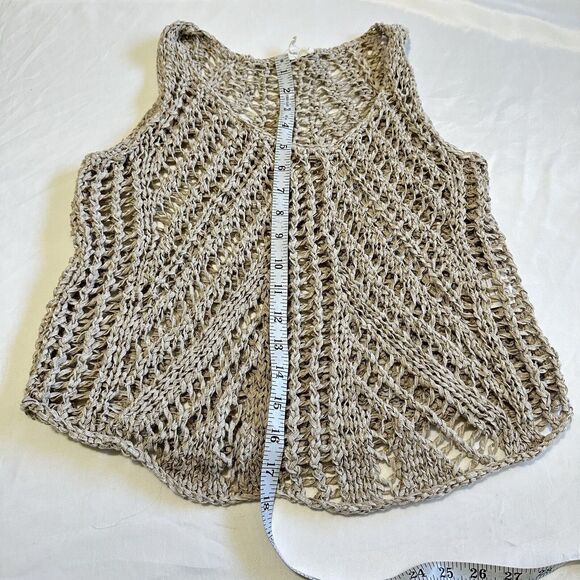 COPY - Eileen Fisher Womens Beige Sleeveless Scoop Neck Open Knit Linen Blend T… - Picture 10 of 12